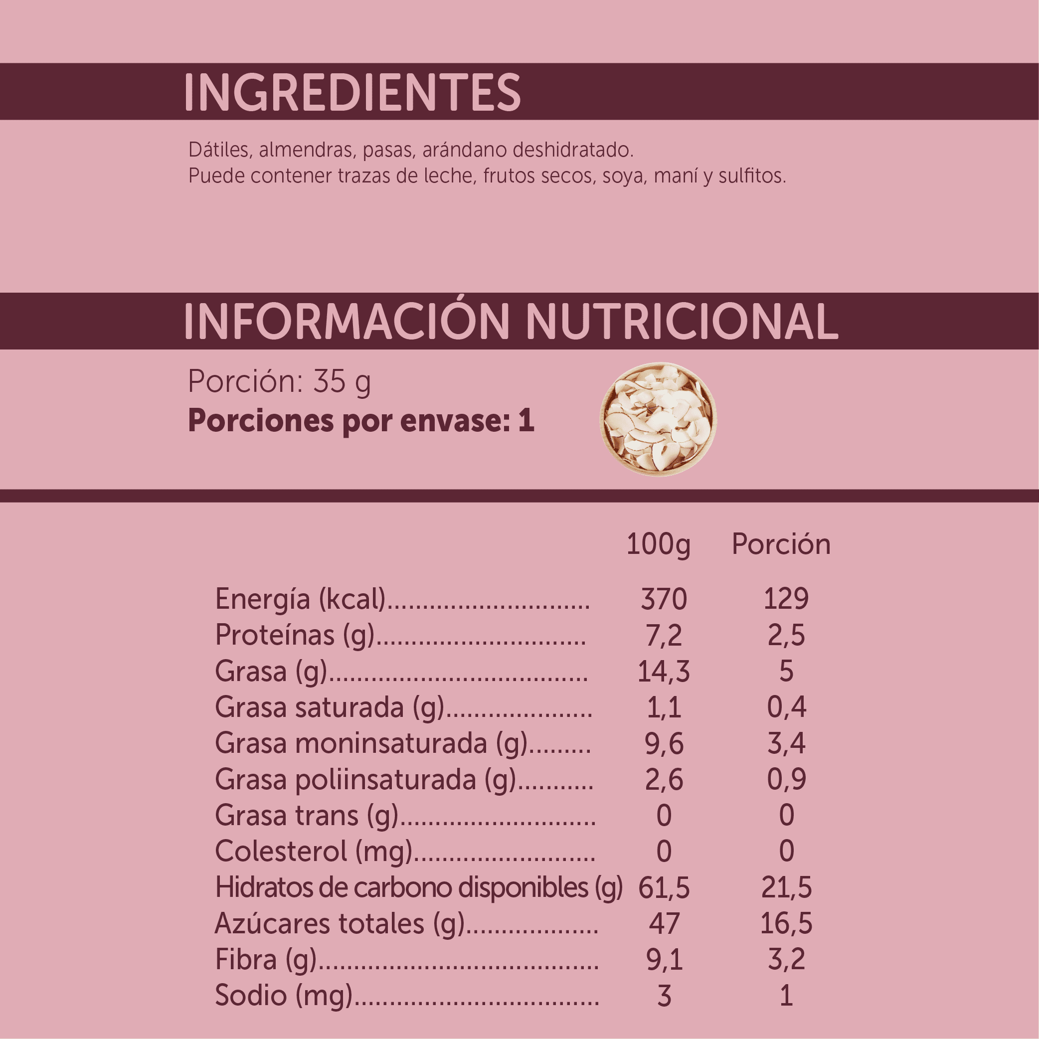 Barrita natural de Dátil con Cacao & Coco