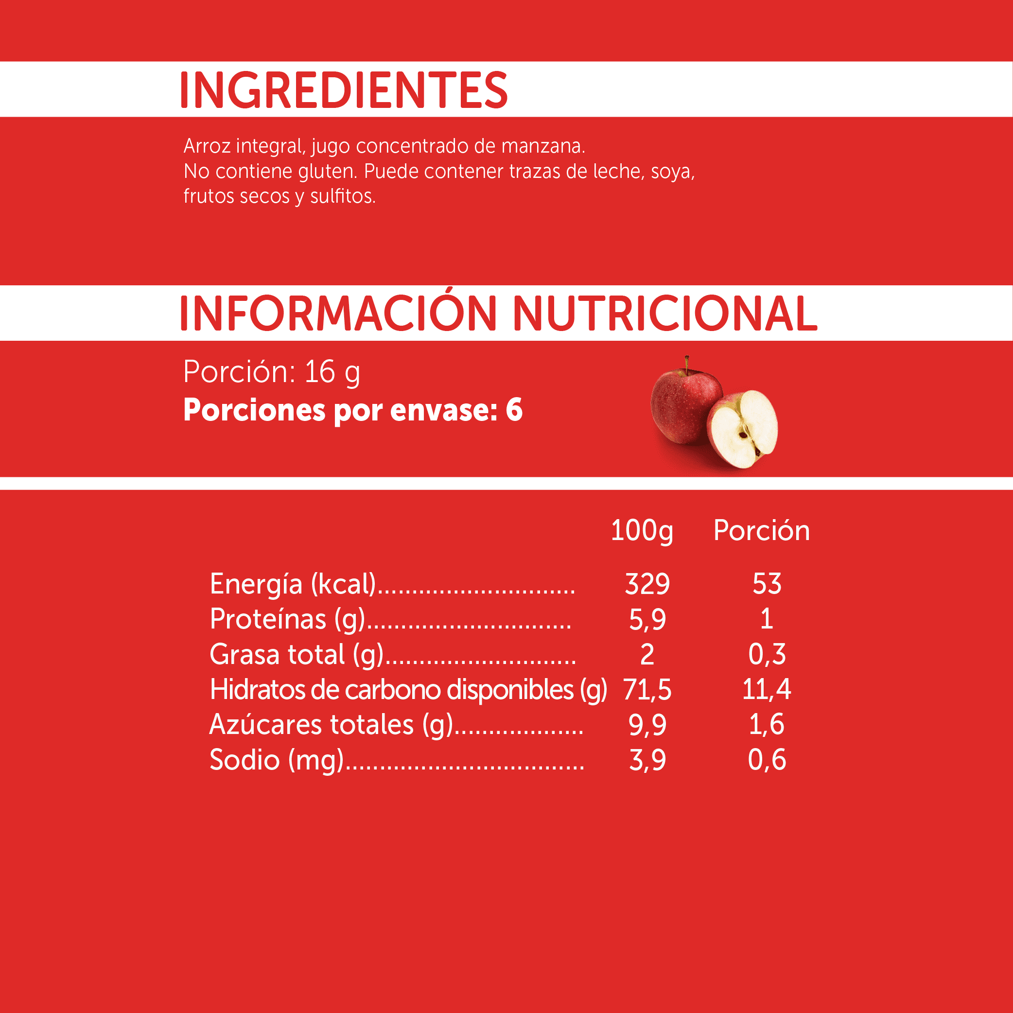 Tabla Nutricional Mizos Manzana